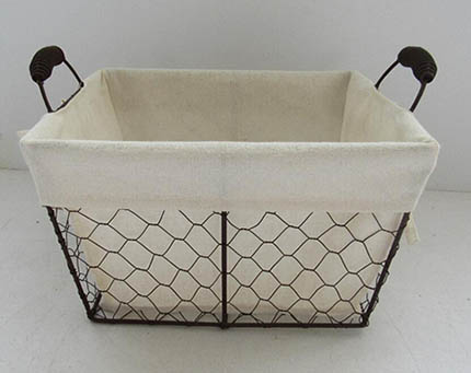 wire storage basket gift basket with fabric liner