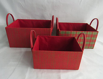 fabric storage basket gift basket with faux leather handle