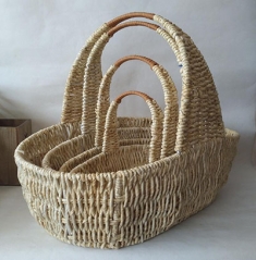 storage basket,gift basket,fruit basket,made of maize with metal frame
