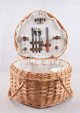 willow picnic basket set,wicker hamper,picnic hamper,service for 2