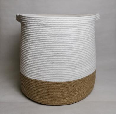 folded cotton rope laundry baskets