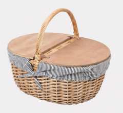 hand woven empty willow picnic basket