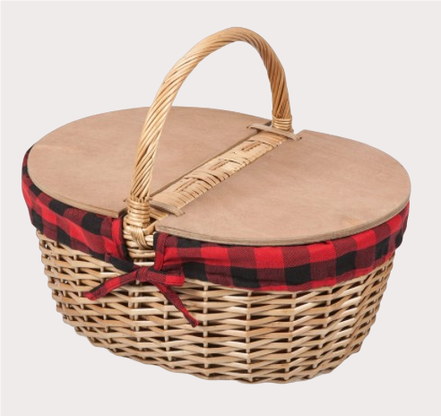 hand woven empty willow picnic basket