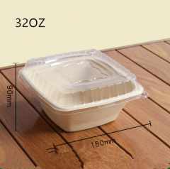 32oz disposable square bowl bagasse biodegradable bowl