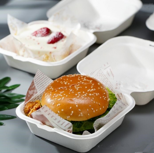 bagasse biodegradable hamburger box disposable takeaway box