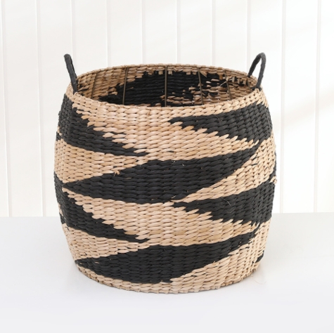 hand woven rush and paper storage basket laundry basket