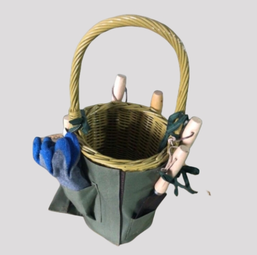 willow garden gift basket with gloves and tools