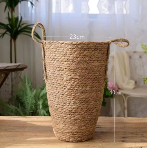 100% hand made tall flower pot with plastic liner