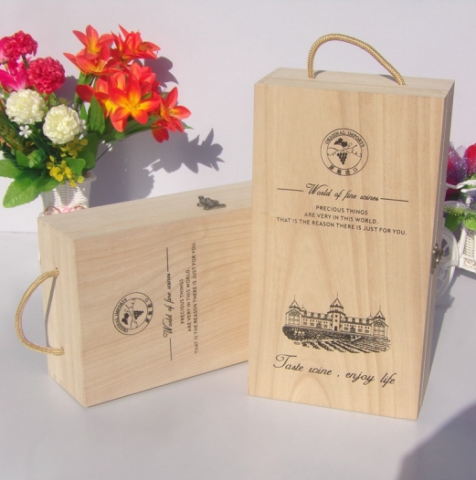 paulownia wooden wine gift box for 2 bottles